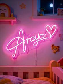 定制霓虹灯 - 个性化USB供电亚克力装饰灯，可调光，是卧室、婚礼、生日、客厅、圣诞节和派对装饰的理想之选。也是一款精美的墙面装饰霓虹灯，是送给朋友的理想礼物，尤其适合节日和周年纪念日，也是送给她的完美礼物。 - 彩色 - 查看 6