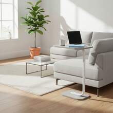 Ecommerc3 MOBLEKIT | Mesas Auxiliares para Sofá o Cama de Madera y Metal, Modelos Fijos o Regulables con Opciones con Ruedas, Escritorios Compactos para Hogar - Envío GRATIS ✅ Entrega 24/48h a España (península) - Blanco Mesa 5: 39x28x55 CM - Ver 4