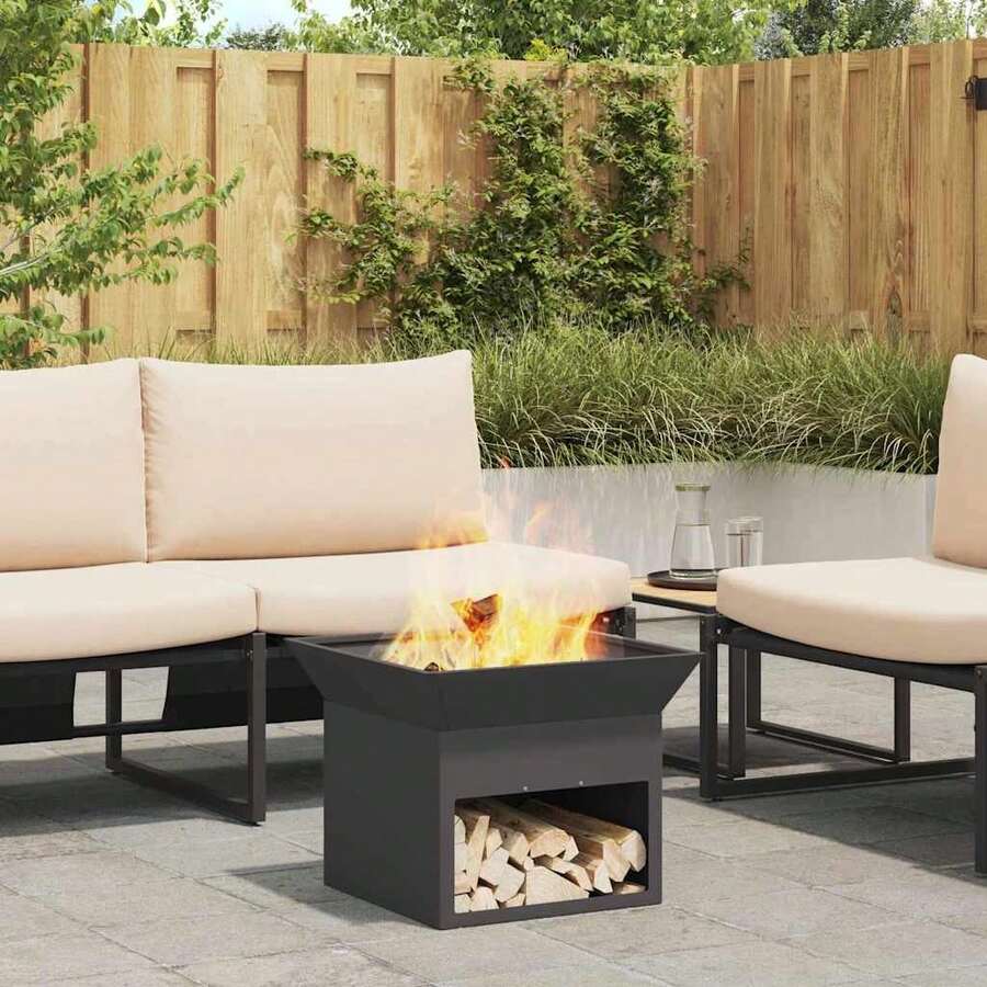 Brasero vidaXL negro de acero de 50 x 50 x 40 cm - Negro - Ver 1