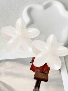 2012年2月6日 女士花朵爪夹，简约发饰，适合海滩度假，发夹 - 白色 - 查看 5