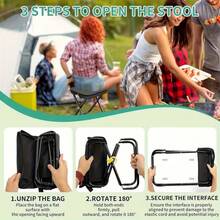 1pc Lightweight Portable Folding Stool - A Compact And Portable Outdoor Chair, Supports Up To 200kg/440lbs, With A Lightweight Yet Sturdy Frame, Easy To Assemble And Fold, Made Of Weather-Resistant Fabric, Suitable For Camping, Beach, Fishing, Garden And Travel. Camping Furniture, Beach Chair, Space-Saving Furniture, Durable Construction, Fishing Gear, Space-Saving Design, Reinforced Stitching, Portable Folding Chair