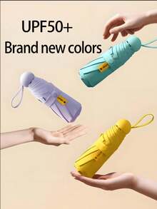 1 pieza Mini paraguas portátil, paraguas plegable, paraguas de sol, paraguas de negocios, mini paraguas plegable, mini paraguas portátil a prueba de agua para viajes, paraguas de protección UV para mujeres contra el sol y la lluvia, paraguas de viaje a prueba de viento, resistente a la lluvia y el viento para mujeres, mini paraguas de viaje, paraguas plegable con funda de transporte, con cubierta protectora, protección UV y contra la lluvia, 6 varillas reforzadas, apertura manual, paraguas plegable - Multicolor - Ver 6