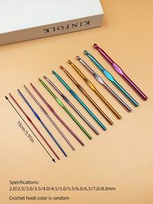 5支/9支/12支/14支铝制钩针套装，光滑铝制材质，适用于大多数毛线和钩针编织项目