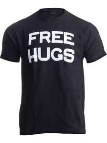 Abrazos gratis, ¡qué lindo! Camiseta Divertida Optimista Humanista Tonta Abrazando Hombres Mujeres - Negro - Ver 7