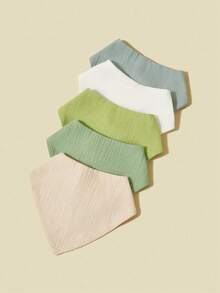5 chiếc/gói, yếm ăn cho bé bằng cotton nguyên chất, mềm mại và thoáng khí, cần thiết cho sự phát triển của bé, quà tặng sinh nhật. - Nhiều màu - Xem 8