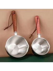 150ml/300ml Stainless Steel & Wooden Handle Hot Oil Pot - Melter For Butter, Chocolate, Sauce & Grease, Precise Pouring Spout, Dishwasher , Material, Suitable For Stove, Induction Cooktop & Various Cooking Scenarios - Multicolor - View 5