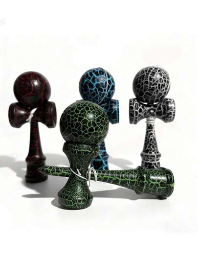 1件装运动器材，男女通用剑玉技巧球 | 彩色裂纹木制平衡训练器，适合所有年龄段的户外休闲技能训练套装