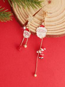 1 Pair Cute Versatile Cartoon Santa Claus & Christmas Tree Holiday Earrings