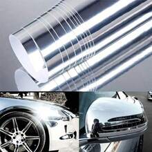 1pc Chrome Mirror Vinyl Wrap Film, Glossy Chrome Electroplated Vinyl Decal Sticker For Car, Home, Stretchable Mirror Protective Film - One Size - View 11
