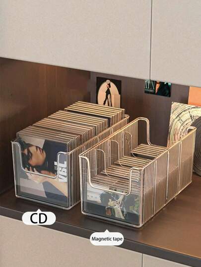 2 pièces/set Organisateur de CD en plastique transparent empilable, Présentoir de CD, Boîte de rangement de CD, Idéal pour le rangement et l'organisation des étagères multimédia, Parfait pour le bureau à domicile, les passionnés de musique