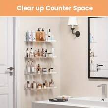 6pcs Modern Acrylic Wall Mounted Shelves - Transparent Space-Saving Bookshelf, Matte Finish Easy Installation, Suitable For Bathroom, Bedroom, Kitchen Minimalist Decor - Multicolor - View 7