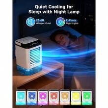 4-IN-1 Portable Air Conditioner 3 Speeds And 2 Spray Modes 900ML Tank Boosting Mode 25dB USB Powered Mini Cooler Humidifier Cooling Fan 7 Night Light Evaporative Air Cooler For Room Home - Snowy - View 6