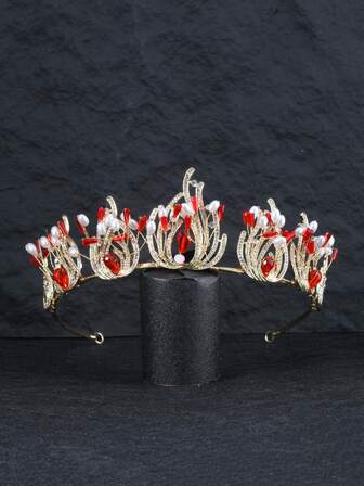 1pc Vintage Elegant Rhinestone & Faux Pearl Headpiece, Luxurious Accessory For Birthday, Ball, Party, Wedding Dress