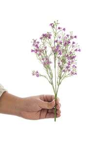 1束人造塑料满天星花束，仿真花，适用于情人节、新娘、婚礼、秋季、家居装饰、花瓶填充、派对、生日、户外花园装饰 - 紫紅色 - 查看 6