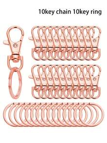 10/100PCS Lobster Clasp With Split Rings And Swivel Buckle Hanging Waist Key Hook Buckle, Zinc Alloy Dog Buckle For DIY Leather Case Bag Hardware Accessories Jewelry Making