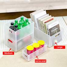 WORTHBUY 1/2/3件装多功能橱柜收纳盒，大容量透明塑料橱柜整理篮，可折叠拉出式储物箱，适用于零食、饮料和杂物，方便携带，节省空间，适合成人和学生在家、宿舍、厨房、办公室和户外野餐使用。