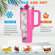 40 Oz Tumbler With Handle Quenchers ProTour Detachable Flip Straw Lid TumblerVacuum Insulated Tumblers With Top Leak Proof Lids And Flip Straw Reusable Insulated Cup Rose Red 40 Oz - Màu be - Xem 6