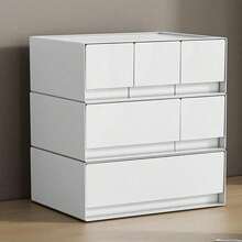 1pc 2/3 Drawer Desktop Storage Box, Plastic Organizer Box For Bathroom, Bedroom, Dorm, Makeup, Jewelry, Stackable - White - View 7