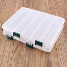 Double Sided 12 Compartments Fishing Lures Spoon Hooks Baits Hook Tackle Beads Plastic Storage Box Case - Transparente - Ver 9