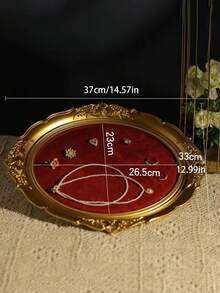 1 pezzo Supporto per gioielli vintage dorato e rosso, elegante organizer per collane e orecchini in stile francese vintage di alta qualità, adatto per matrimoni, San Valentino, esposizione di regali per feste - Dorato - Visualizzare 23