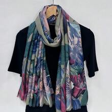 1件装时尚扎染设计女士围巾披肩头巾波西米亚风配饰女士秋冬 - 卡其色 - 查看 8