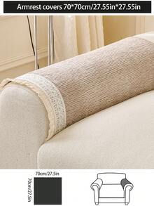 1pc Luxury Chenille Sofa Cushion Cover, Modern Minimalist Fashion Dust-Proof Anti-Slip Sofa Seat Pad, Washable, Suitable For Bedroom, Office, Living Room Combination, L-Shaped Sofa And 1/2/3/4 Seat Sofa, All Season - Khaki - View 17