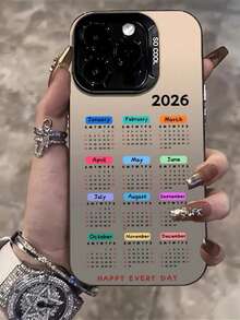 2026 Calendar Pattern Energetic Phone Case, Compatible With IPhone 11 12 13 14 15 16 17 17 Air 17 Pro 17 Pro Max Plus, Suitable As Gifts For All Holidays - Black - View 5