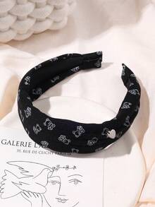 1pc Minimalist Cute Bear Print Fabric Headband, Versatile Daily Wear High Crown Hair Hoop, Washing Face & Hair Accessory - Multicolor - View 14