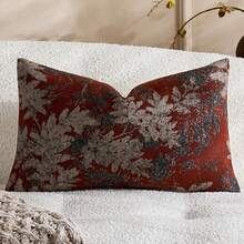 18" X 18" Unisex Floral Pattern Throw Pillow Cover, Vintage Chenille Square Cushion Cover, Soft Decorative Farmhouse Style Pillow Sham For Living Room Bedroom (1 Piece, 2 Piece Set Available) - Burgundy - View 15
