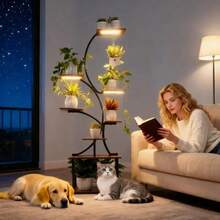 8-Tier S-Shaped Metal Plant Stand - Indoor Plant Stand With Grow Light, 62 Inch Height, Multi-Function Home, Yard And Office Space Saving Adjustable Sturdy Plant Stand - 黑色 - 查看 4