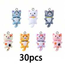10/20/30 件可爱卡通猫树脂吊坠饰品，适合女性 DIY 日常手工耳环、手链、项链、钥匙扣、珠宝配饰 - 混色 - 查看 10