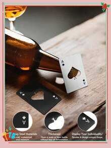 4件套不锈钢信用卡形黑桃A开瓶器，扑克牌式汽水开瓶器，开瓶器，黑桃A，啤酒开瓶器，酷炫开瓶器，啤酒开瓶器，卡片式开瓶器，啤酒开瓶器 - 彩色 - 查看 7