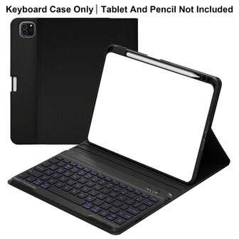 7-tums bakgrundsbelyst avtagbart vikbart fodral med pennhållare, lämplig för iPad Air 11-tums (M3 M2) / 10,9-tums Air 5:e/4:e generationen och iPad Pro 11-tums (4:e/3:e/2:a/1:a generationen)