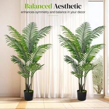Artificial Palm Tree 4FT Fake Tree With White Tall Planter 2 Pack Faux Tropical Areca Floor Plant In Pot Artificial Silk Plant For Home Office Living Room Decor Indoor - 5 FT - Xem 4