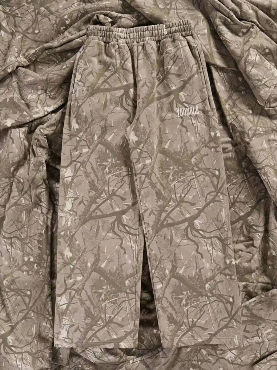 Sweatpants Wide Leg Straight Casual Pants Fitness Loose Printing Camouflage Running Pants Men - 橄欖綠 - 查看 1