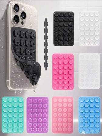 2 piezas Soporte de teléfono de silicona, diseño de doble ventosa, adhesión fuerte, manos libres, conveniente para selfie y grabación de video. Soporte de teléfono con ventosa, asa de teléfono adhesiva, ideal para selfie y video con manos libres