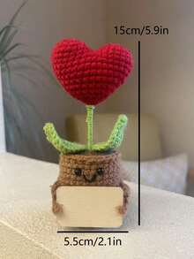 1pc Laser Engraved Customized Positive Affirmation Potted Plant, Cute Crochet Figurine, Plant Imitation, Suitable For Party, Wedding, Birthday And Valentine's Day Novelty Gift - Multicolor - View 6