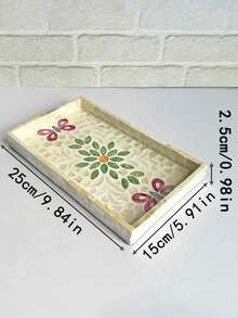 1 pieza Bandeja decorativa con incrustaciones de estilo INS, patchwork cuadrado colorido, incrustación hecha a mano. Adecuado para decorar la mesa de centro de la sala de estar, la mesa del comedor y el almacenamiento diario. También se puede usar como regalo festivo y decoración de mesa para fiestas, decoración de habitación - Multicolor - Ver 15