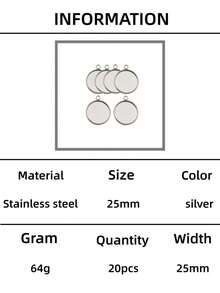 20pcs 8/10/12/14/16/18/20/25mm Stainless Steel Round Blank Base Set, DIY Cabochon Gem Tray Pendant Trays For Jewelry Making - Silver - View 6