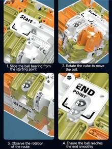 1个儿童迷宫魔方益智玩具，早期感官玩具，解压玩具，逻辑思维、空间感知和脑力训练玩具，益智游戏，3D迷宫拼图玩具，便携式儿童玩具，适合亲子互动和多人对战。也适合多动症成人和教育用途。是男孩女孩生日、圣诞节和复活节的理想礼物。 - 彩色 - 查看 4