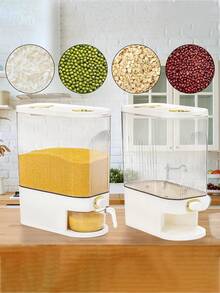 1PC Electric Rice Cooker Is A Large Rice Storage Container Used In Kitchens And Food Storage Rooms - Saving Space, Moisture-Proof, Insect Proof, And Free Of Bisphenol A. It Is A Dry Grain Dispenser With A One Click Dispenser And Measuring Cup, Suitable For Household Use - White - View 3