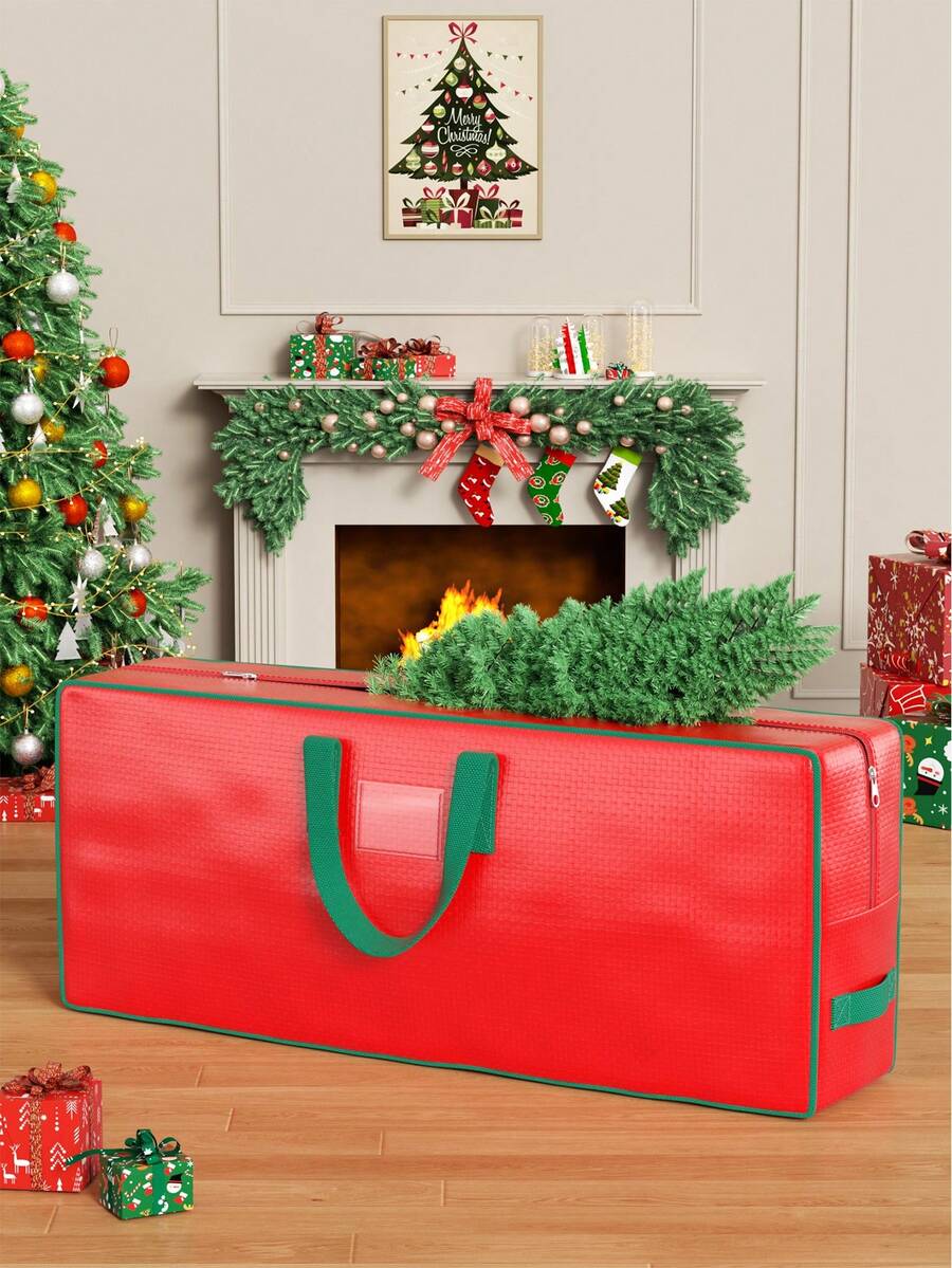 1pc Christmas Exclusive Storage Bag, Gift Bag, Home Decoration Bag, Large Capacity Wholesale Item Storage Bag, Waterproof Design, Reusable, Suitable For Gifts, Dust-Proof Large Item Gifts, Clothing, Holiday Supplies, Toys, Food Portable Bags - Red - View 1
