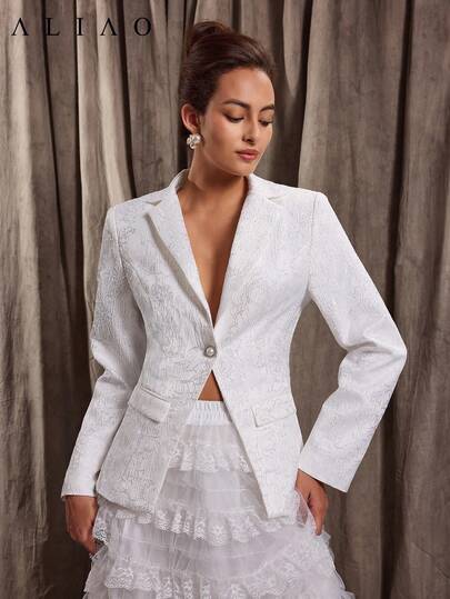 Traje de bolsillo con cinturón y textura jacquard exquisita de A&A, elegante, modesto, adecuado para ir al trabajo, de unicolor, estilo bohemio de dinero antiguo, para otoño e invierno