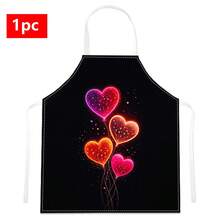 1pc Heart Pattern Printed Apron, 100% Polyester, Sleeveless, Neck Strap Design, Suitable For Cooking, Baking And Entertainment, Great For Home, Restaurant, Party, Outdoor BBQ, Baking Apron | Vibrant Apron | Polyester Apron | Printed Apron - Multicolor - View 13