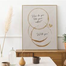 1pc Mug Stain Canvas Poster, How Do You Like Your Coffee? With You Art, Coffee Corner Mug Stain Poster, Wall Art,Wall Decor, Ideal Gift For Bedroom Living Room Kitchen Corridor, Wall Art, Wall Decoration, Fall Decor, Room Decoration, No Frame - Multicolor - View 3