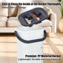 Easywring Washable Mop And Bucket With Wringer Set For Home Durable And Sturdy Aluminum Flat Mop Head 2-Chamber Wet And Dry For All Surfaces With 8 Reusable Microfiber Mop Pads 13 Inch 16 Inch - Xanh và Trắng - Xem 5