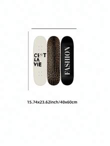 1pc Frameless Fashion Skateboard Wall Decor, Leopard Print, "C'est La Vie" Text, Modern Street Style Poster, Elegant Wall Decoration, Suitable For Living Room, Bedroom, Dorm, Apartment, Party, Gift, Back To School Season - Multicolor - View 13