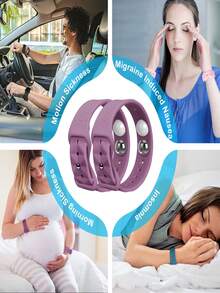 MEIYYJ 1 Pair/2pcs Anti-Motion Sickness Wristbands, Silicone Double-Clip Bracelets, Ergonomic Design - Purple - View 2