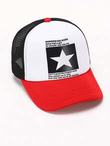 Mũ lưỡi trai in hình ngôi sao thoáng khí mới, mũ trucker có thể điều chỉnh, mũ thời trang unisex bằng polyester in chữ, chống gió và tia UV, thích hợp cho mùa xuân và mùa hè. - mũ - Xem 12