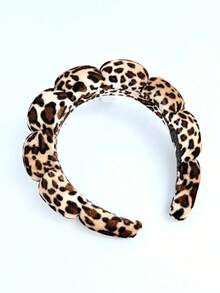 Leopard Print Hair Band, Makeup Headband, Hair Clip For Women Facial Care, Spa Gift, Party, Casual Outing, Compact & Lightweight, Hairband, Hair Hoop Headbands Hair - 咖啡棕色 - 查看 6